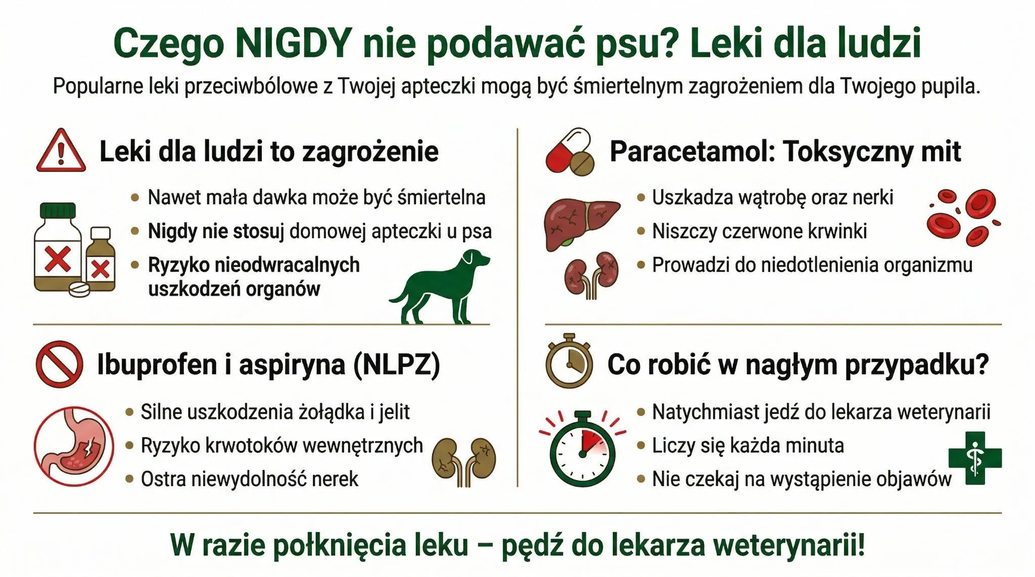 Czego NIGDY nie podawać psu? Leki dla ludzi