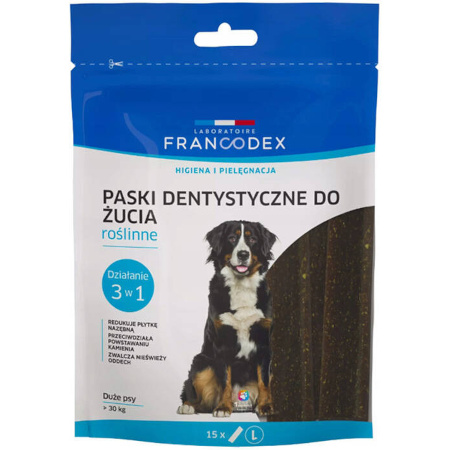 Paski dentystyczne Francodex do gryzienia L usuwające kamień i brzydki zapach z pyska 502,5 g