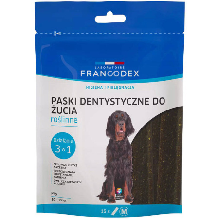 Paski dentystyczne Francodex do gryzienia M usuwające kamień i brzydki zapach z pyska 352,5 g