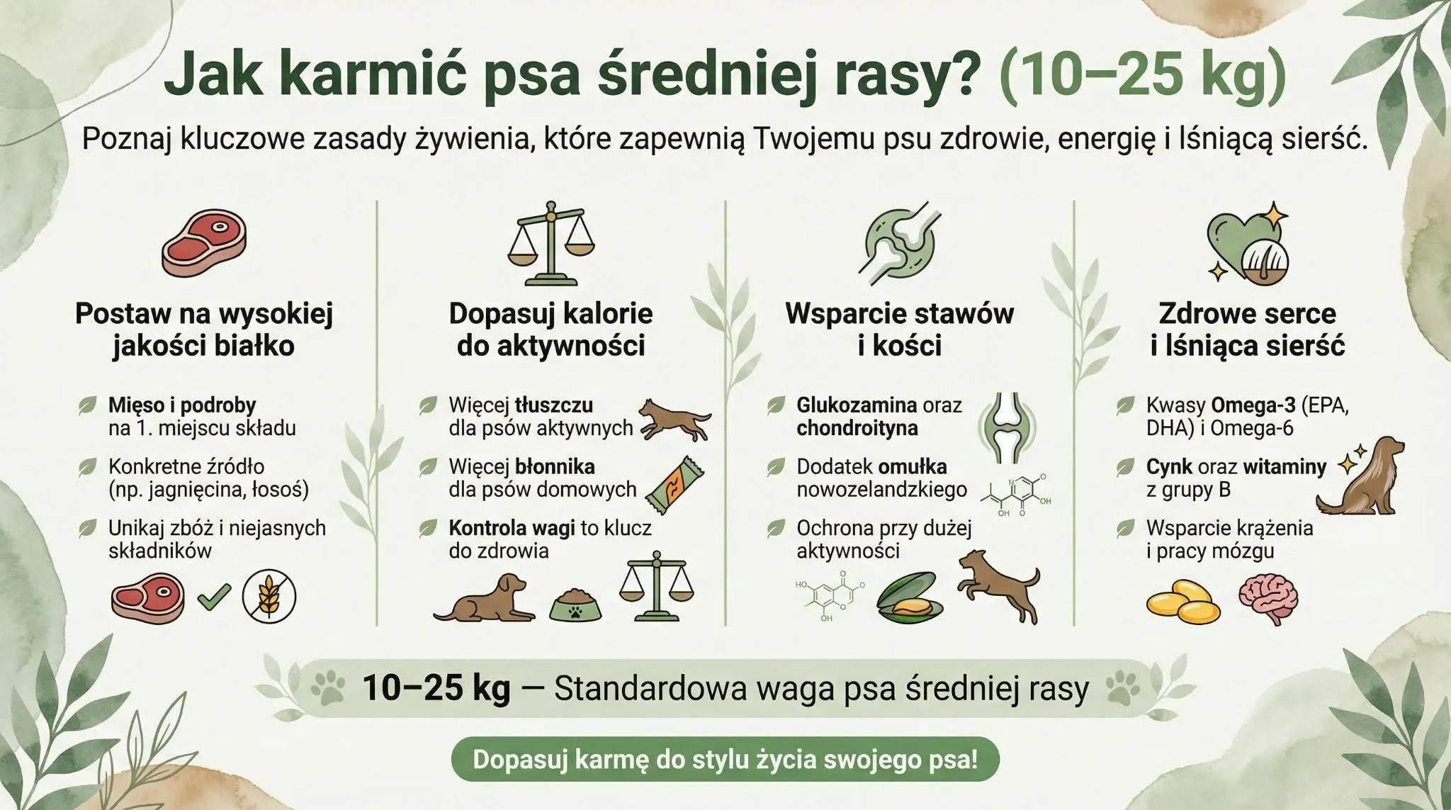 Jak karmić psa średniej rasy? (10-25 kg)
