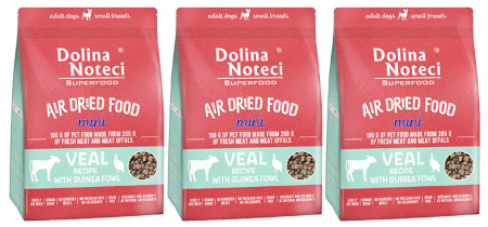 Dolina Noteci Superfood MINI danie z cielęciny z perliczką karma suszona dla psa zestaw 3 x 1 kg