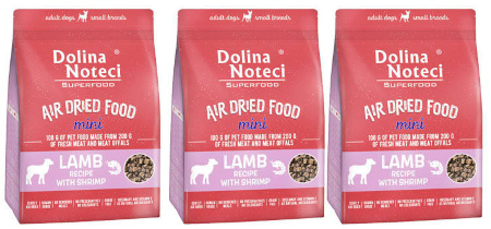 Dolina Noteci Superfood MINI danie z jagnięciny z krewetkami karma suszona dla psa zestaw 3 x 1 kg