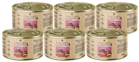 Karma mokra dla psów małych ras Luger's Little's Moments z cielęciną, pomidorem i pietruszką zestaw 6 x 185 g