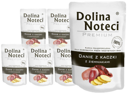 Mokra karma dla dorosłych psów wszystkich ras Dolina Noteci Premium Danie z kaczki z ziemniakami zestaw 10 x 100 g