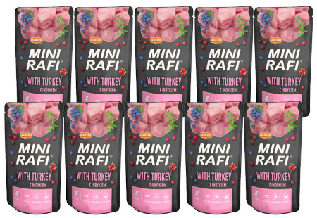 Mokra karma dla psa Mini Rafi z indykiem zestaw 10 x 150 g