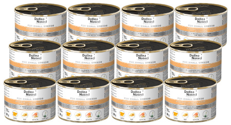 Mokra karma dla psów małych ras Dolina Noteci Premium z bażantem, dynią i makaronem zestaw 12 x 185 g