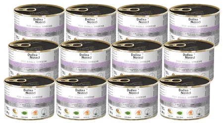 Mokra karma dla psów małych ras Dolina Noteci Premium z królikiem, fasolka i ryżem brązowym zestaw 12 x 185 g