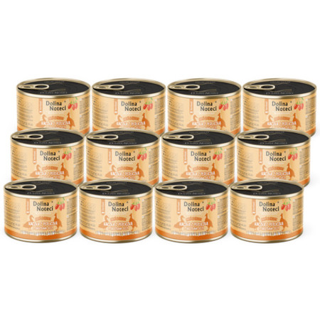 Mokra karma dla kota po sterylizacji kaczka z perliczką i jagodami goji Dolina Noteci Superfood Pasztet & Filet zestaw 12 x 185 g
