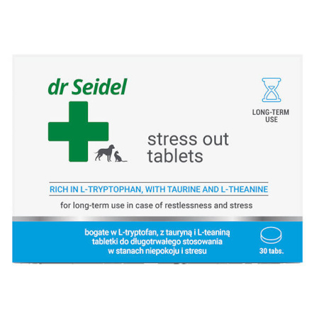 Dr Seidel Stress Out Tablets Tabletki do długotrwałego stosowania w stanach niepokoju i stresu dla psa i kota 30 tabletek