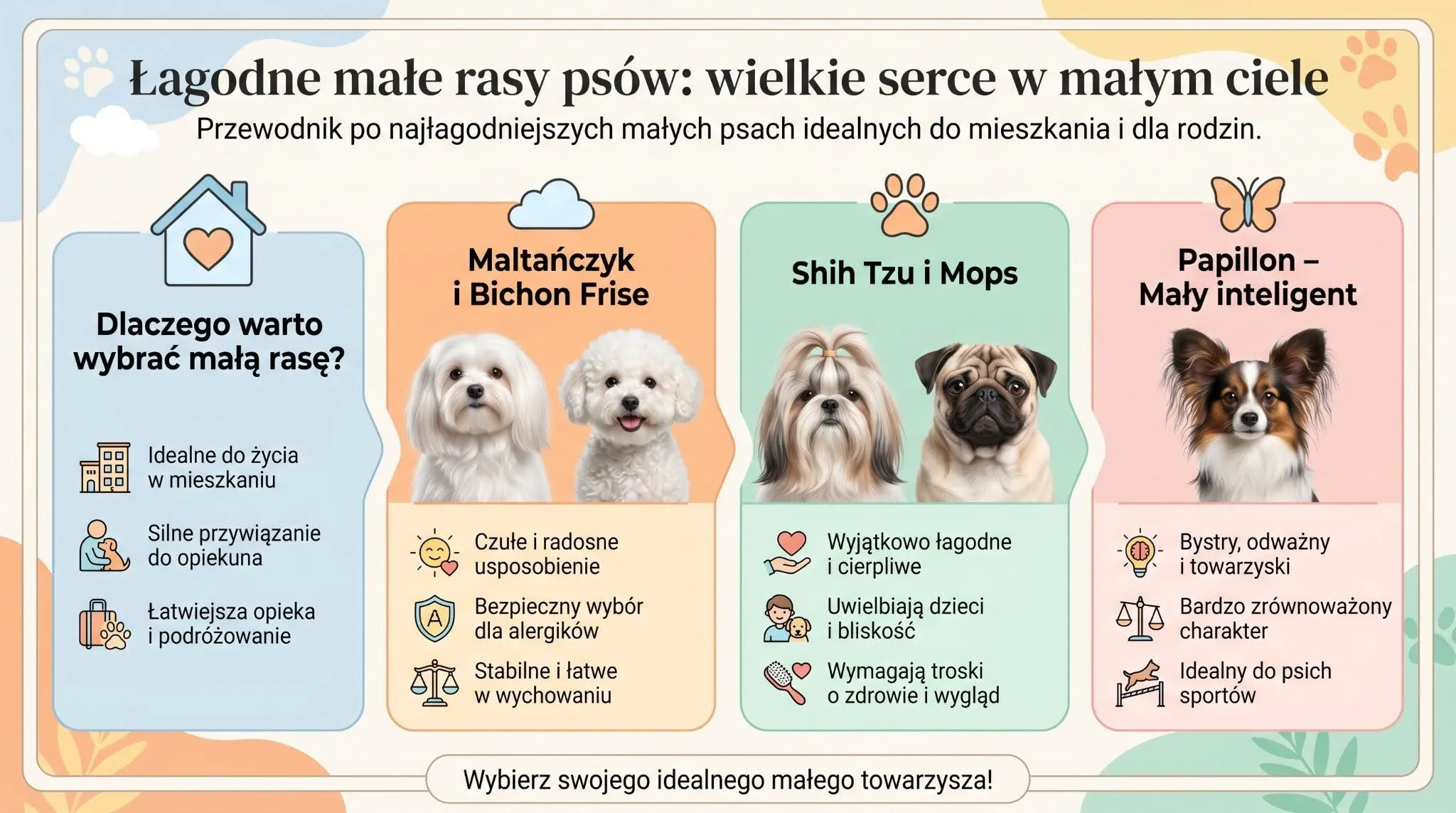Łagodne małe rasy psów: wielkie serce w małym ciele