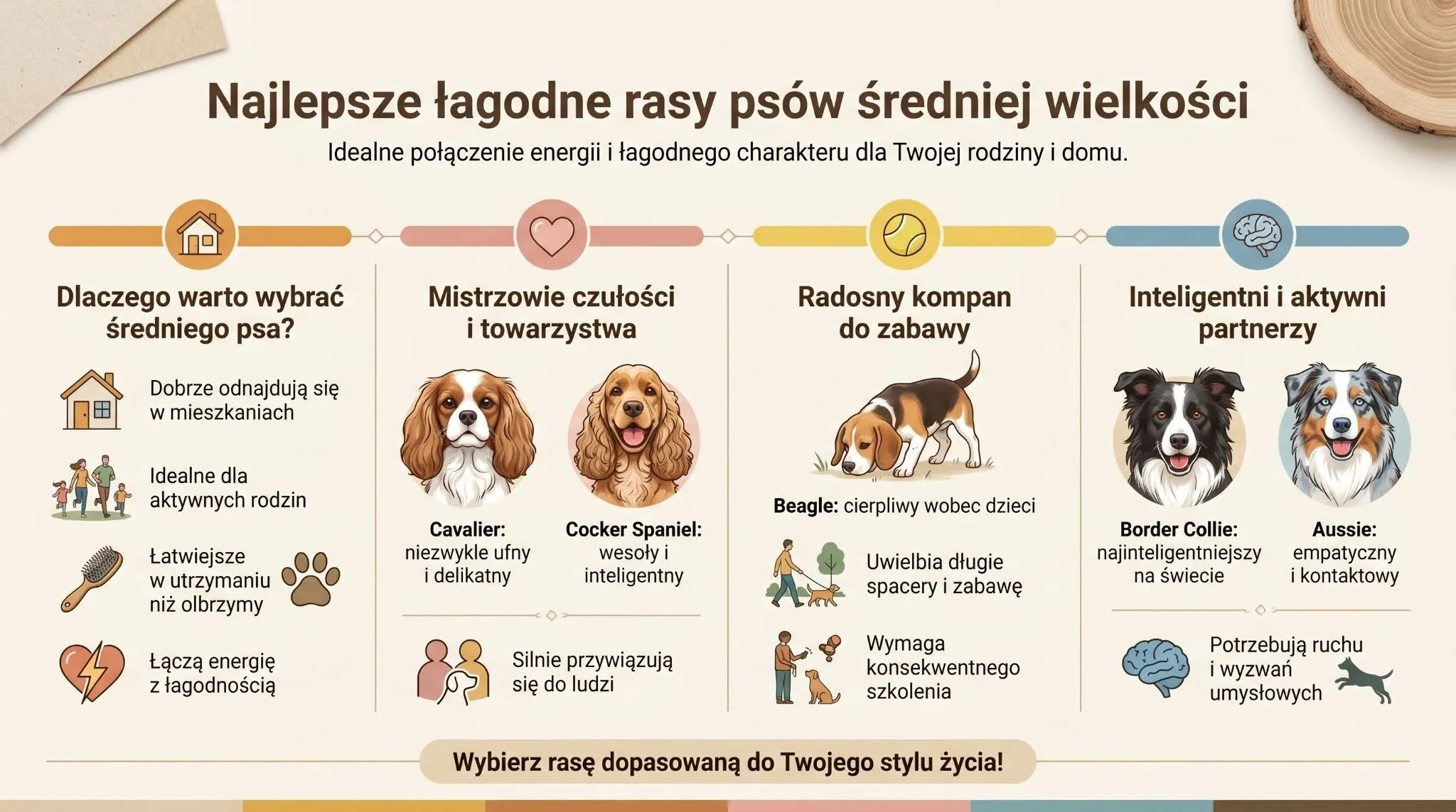 Najlepsze łagodne rasy psów średniej wielkości