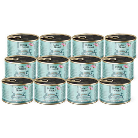 Mokra karma dla kota po sterylizacji jagnięcina z sarną i jeżówką Dolina Noteci Superfood Pasztet & Filet zestaw 12 x 185 g