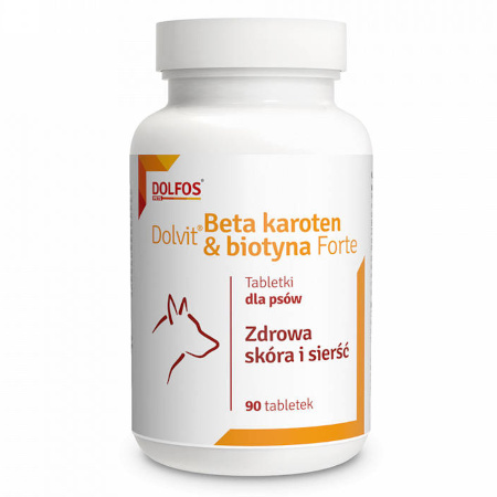 Dolvit Beta Karoten & Biotyna Forte Zdrowa skóra i sierść dla psa 90 tabletek