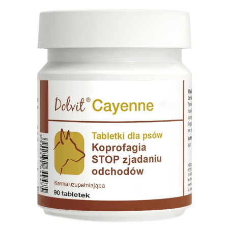 Suplement diety dla psa Dolvit Cayenne Koprofagia Stop zjadaniu odchodów 90 tabletek