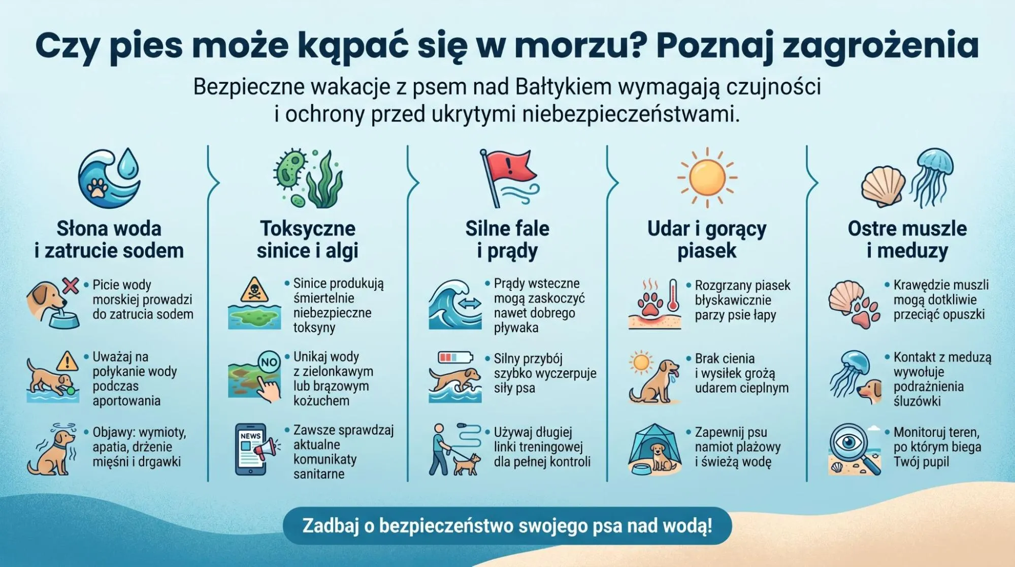 Czy pies może się kąpać w morzu? Poznaj zagrożenia