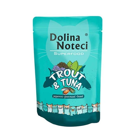 Karma mokra dla kota Dolina Noteci Superfood pstrąg i tuńczyk saszetka 85 g