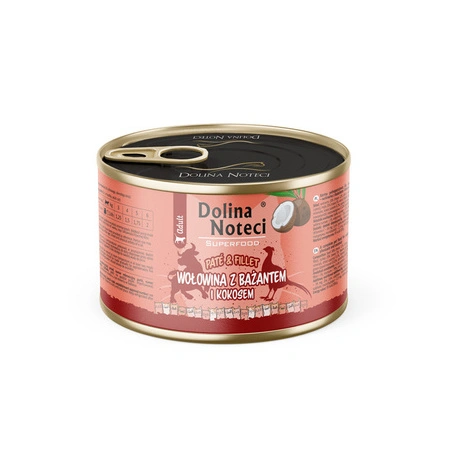 Mokra karma dla kota wołowina z bażantem i kokosem Dolina Noteci Superfood Pasztet Filet 185 g