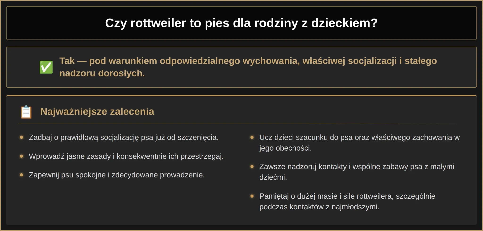 Czy rottweiler to pies dla rodziny z dzieckiem?