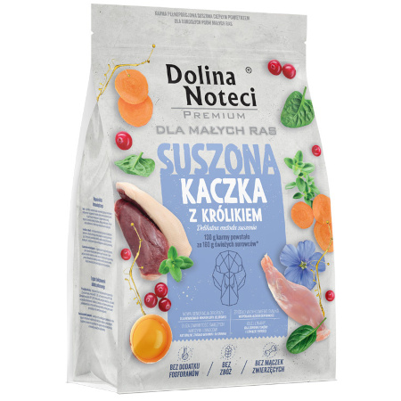 Karma suszona dla psa Dolina Noteci Premium dla dorosłych psów małych ras kaczka z królikiem 3 kg