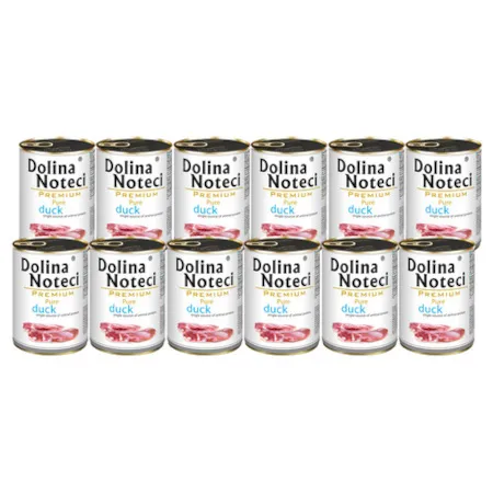 Mokra karma dla psa alergika Dolina Noteci Premium Pure bogata w kaczkę zestaw 12 x 400 g