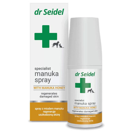 Dr Seidel Manuka Spray Specjalistyczny preparat do pielęgnacji uszkodzonej skóry dla psa i kota 50 ml