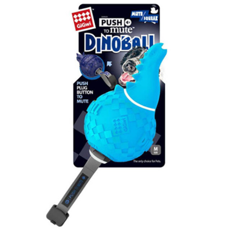 Zabawka dla psa GiGwi Push to Mute Dinoball Apatosaurus - dinozaur niebieski