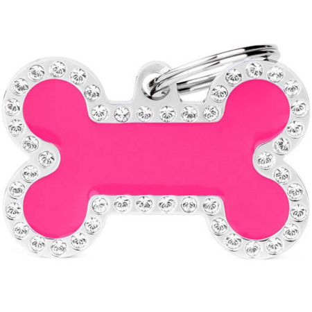 Zawieszka Adresówka Identyfikator z grawerem dla psa i kota duża różowa kość glam