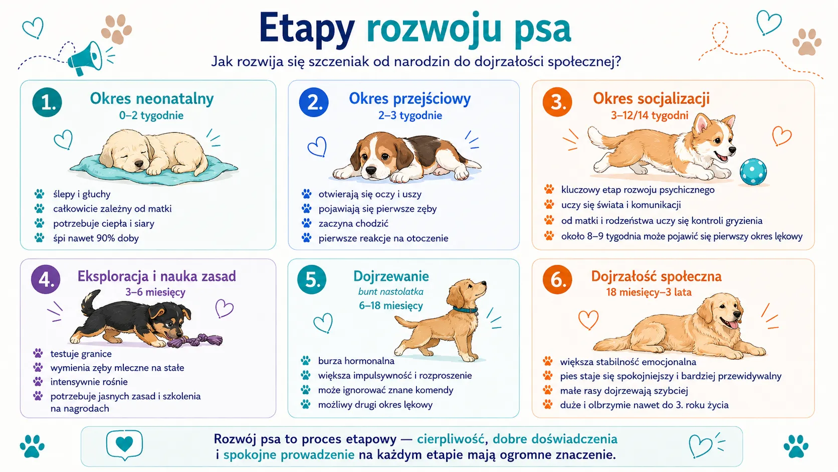 Etapy rozwoju psa - jak rozwija się szczeniak od narodzin do dojrzałości społecznej?