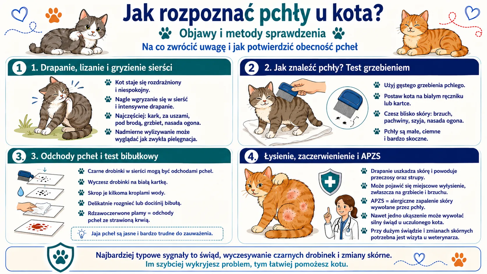 Jak rozpoznać pchły u kota? - Objawy i metody sprawdzenia