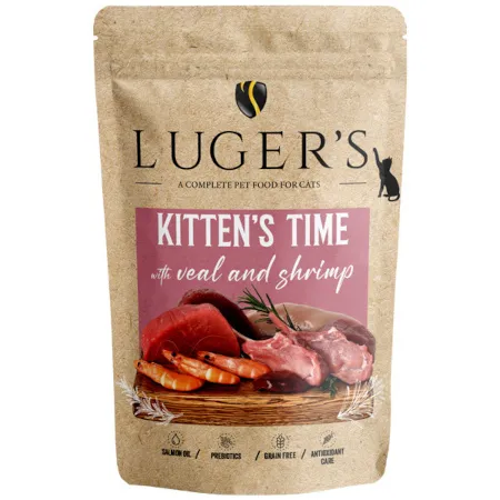 Lugers Kittens Time karma mokra dla kociąt z cielęcina i krewetkami 85 g
