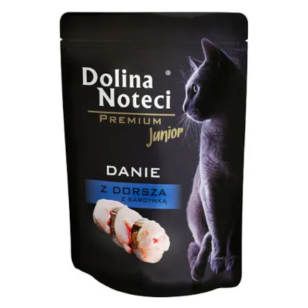 Mokra karma dla kota Dolina Noteci Premium Junior danie z dorsza z sardynką 85 g
