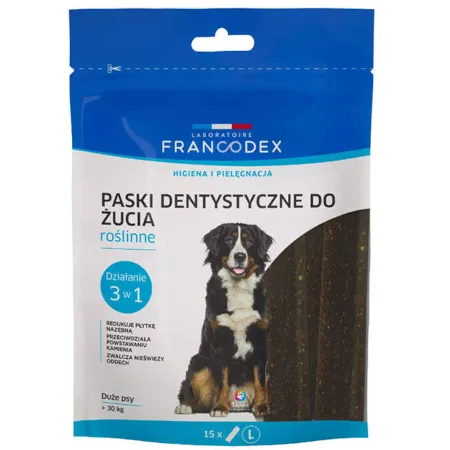 Paski dentystyczne Francodex do gryzienia L usuwające kamień i brzydki zapach z pyska 502,5 g