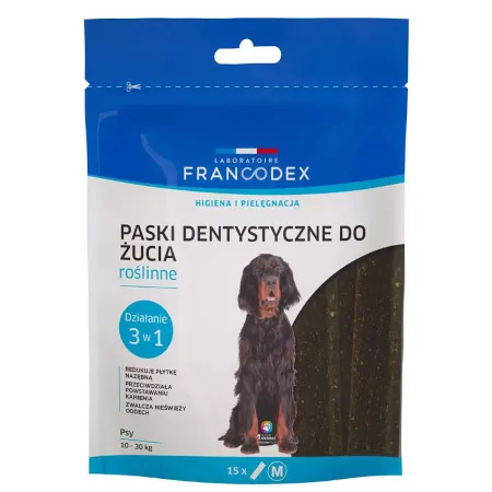 Paski dentystyczne Francodex do gryzienia M usuwające kamień i brzydki zapach z pyska 352,5 g