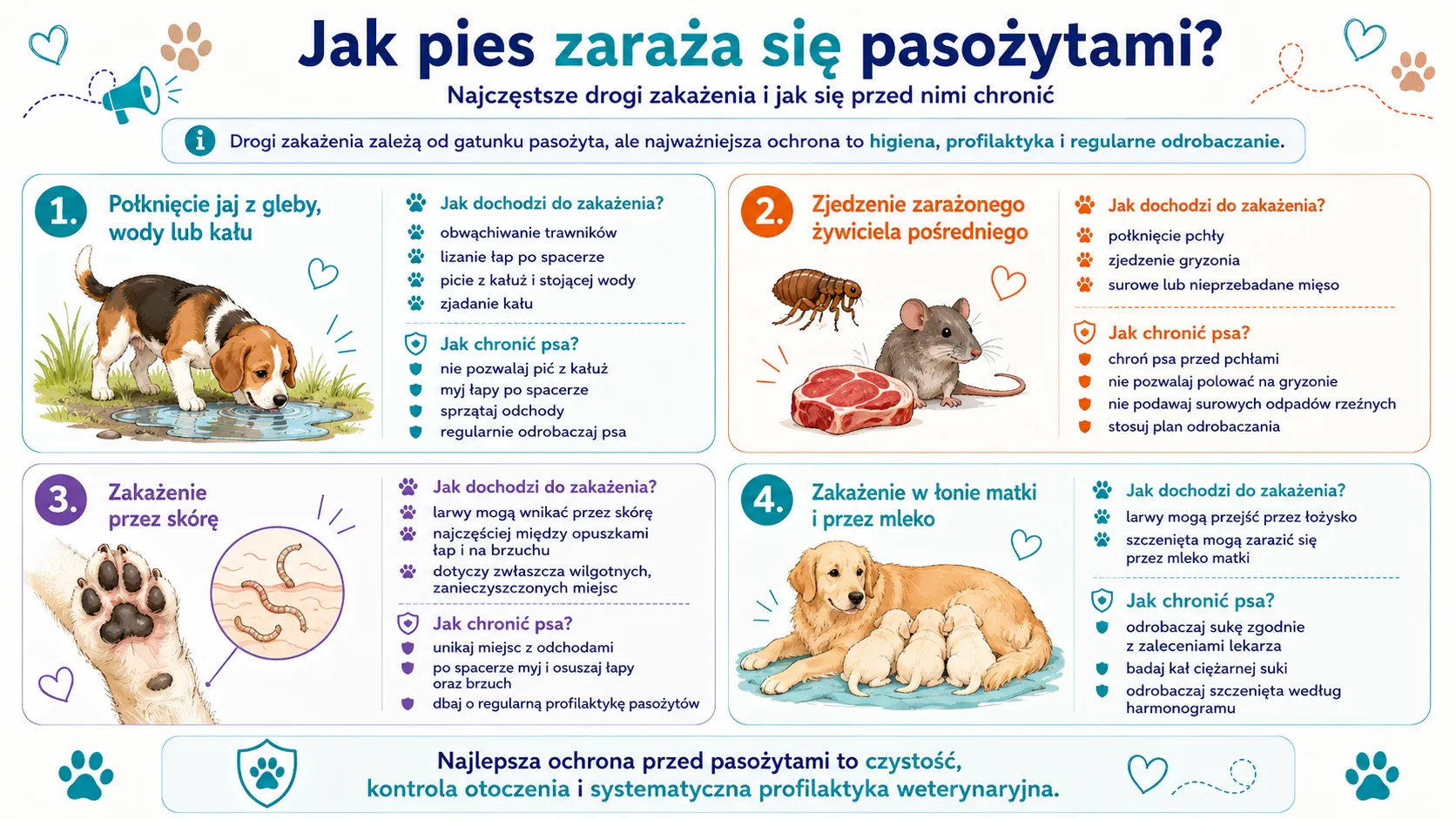 Jak pies zaraża się pasożytami?
