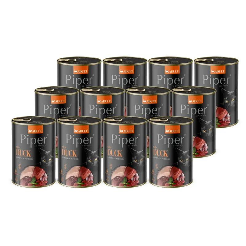 Mokra karma dla kota Piper Animals z kaczką zestaw 12 x 400 g