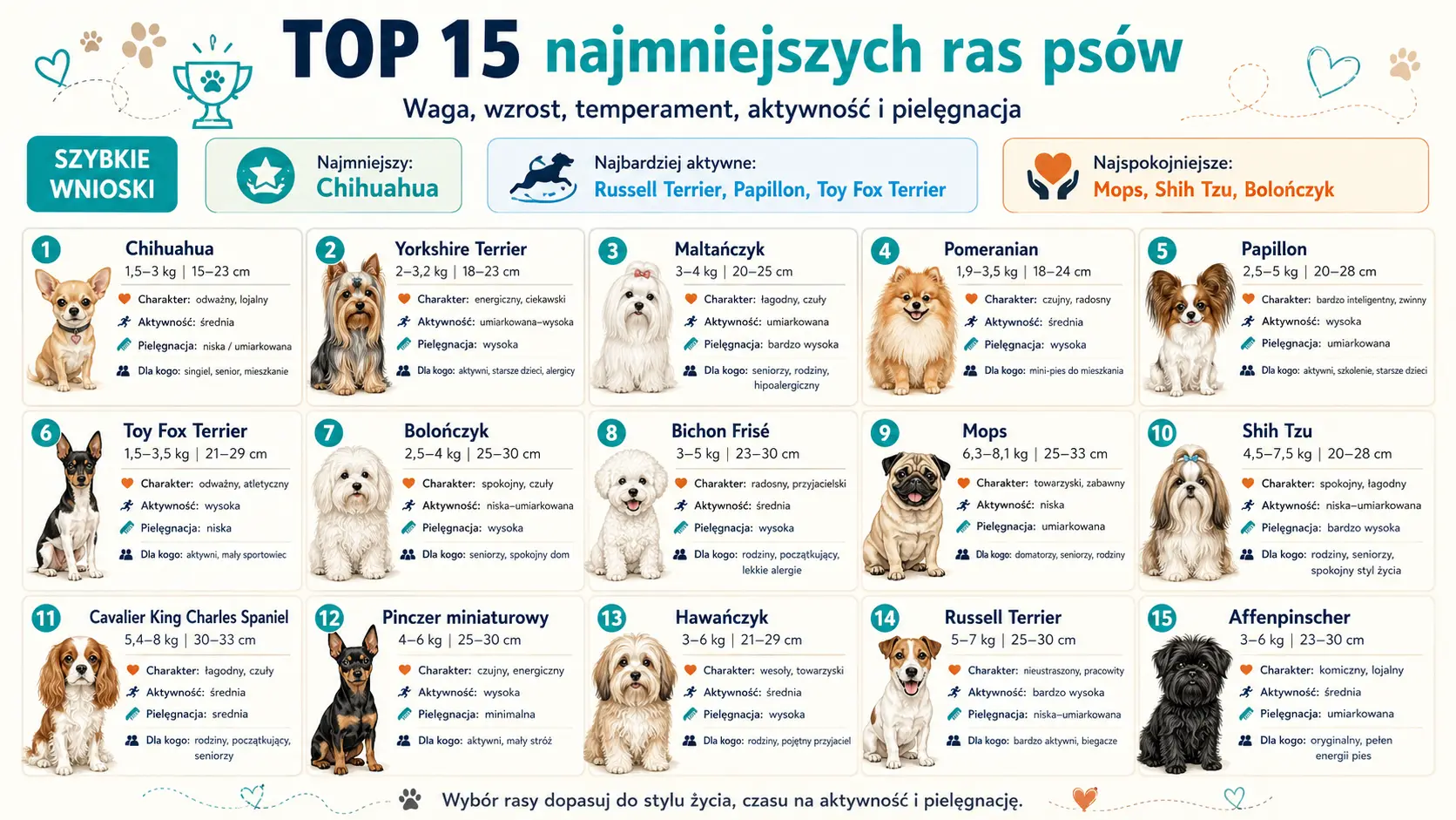 Małe i miniaturowe psy – TOP 15 najmniejszych ras psów do domu i mieszkania