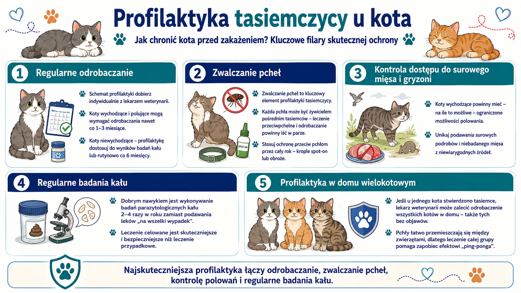 Tasiemiec u kota – objawy, przyczyny, leczenie i profilaktyka zakażenia