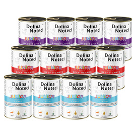 Mokra karma dla psa Dolina Noteci Premium junior mix bez drobiu 12 x 400 g