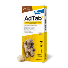 Elanco AdTab Tabletka na pchły i kleszcze dla psa 1,3 -2,5 kg