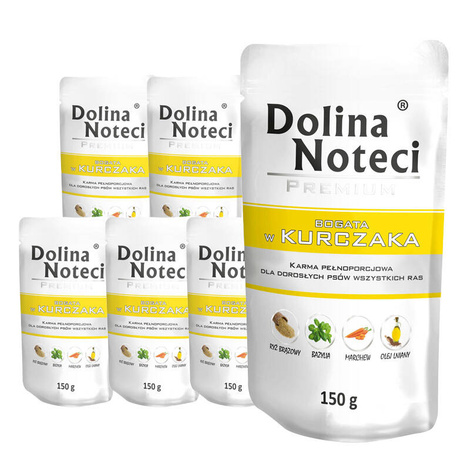 Mokra karma dla psa Dolina Noteci Premium bogata w kurczaka zestaw 10 x 150 g