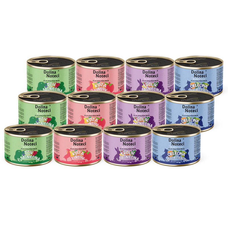 Dolina Noteci Superfood Karma mokra dla psów małych ras mix smaków zestaw 12 x 185 g