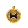 Zawieszka Adresówka Identyfikator z grawerem dla psa i kota kółko z kością złote brokat