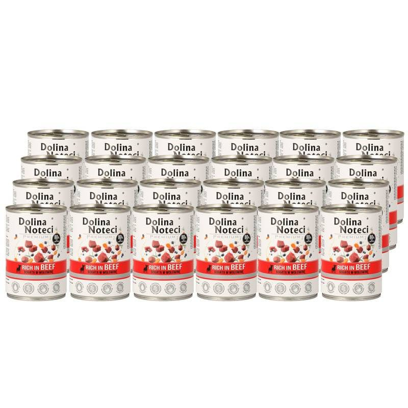 Mokra karma dla psa Dolina Noteci Premium bogata w wołowinę zestaw 24 x 400 g EDYCJA LIMITOWANA
