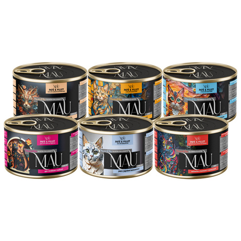 MAU Pasztet i Filet Karma mokra dla kota mix 6 smaków zestaw 6 x 185 g