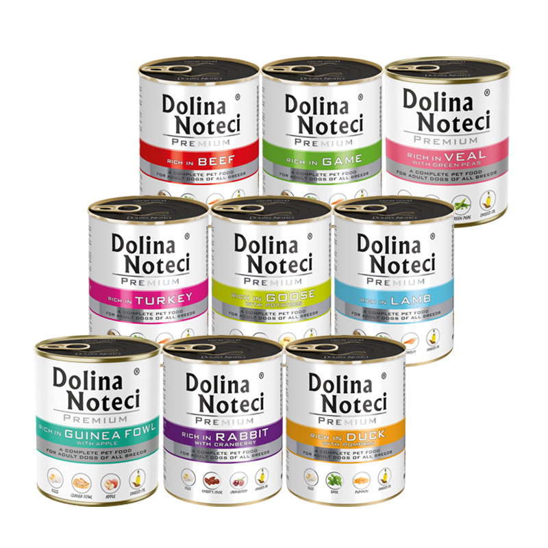 Mokra karma dla psa Dolina Noteci Premium mix smaków bez ryb i kurczaka zestaw 9 x 800 g