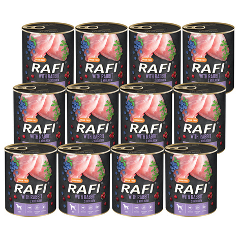 Mokra karma dla psa Rafi z królikiem zestaw 12 x 800 g