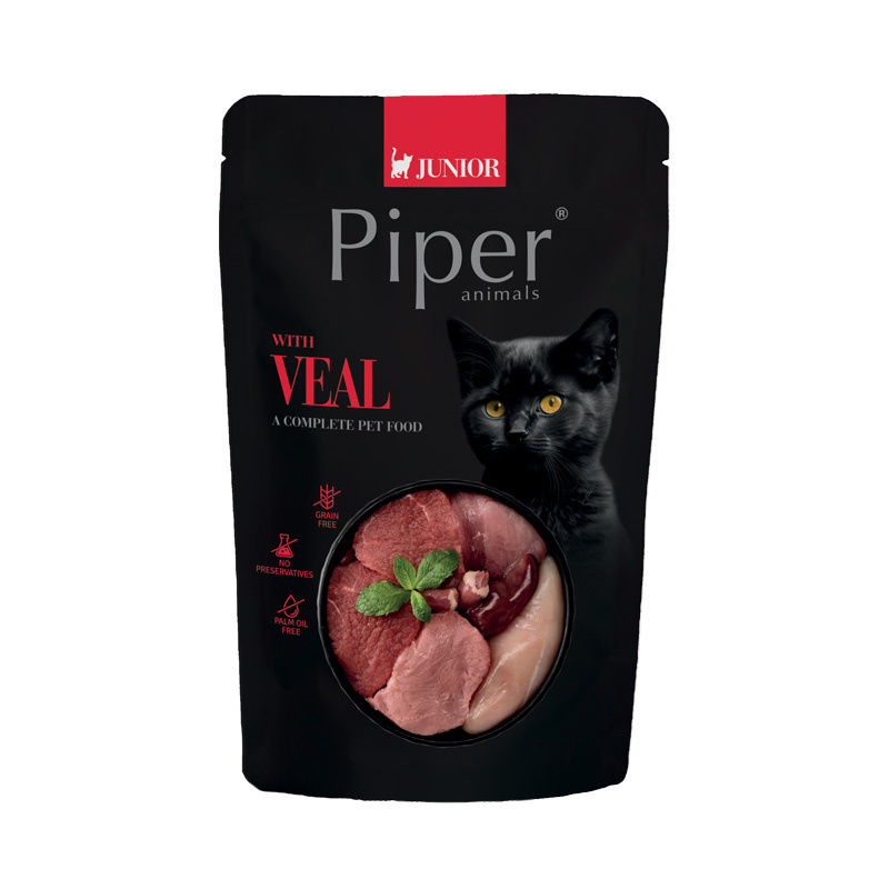 Mokra karma dla kotów Piper Animals Junior z cielęciną 100 g