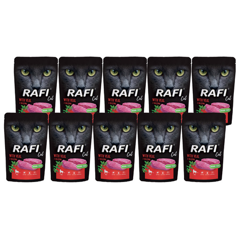Mokra karma dla kota Rafi Cat Adult z cielęciną zestaw 10 x 100 g