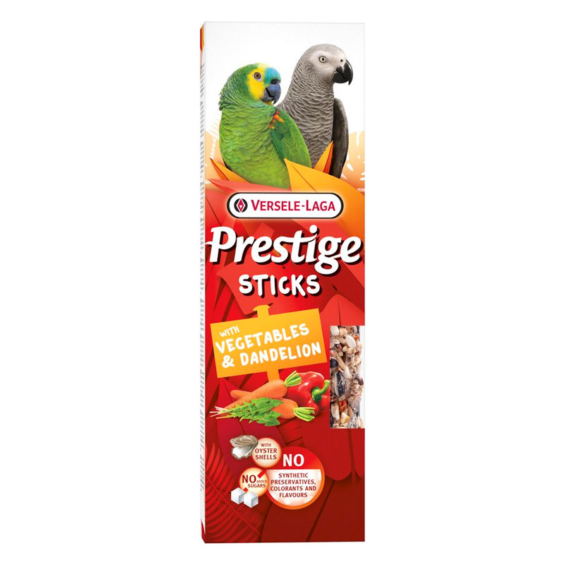 Versele Laga Prestige Sticks Kolby ziarnowe z warzywami i mniszkiem lekarskim dla średnich i dużych papug 2 x 70 g