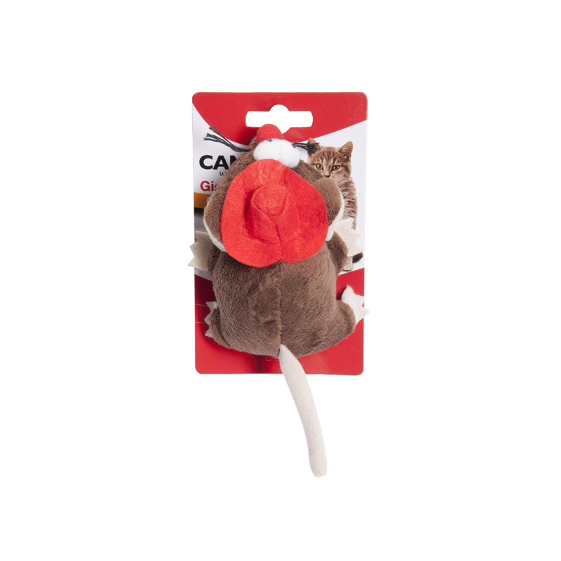 Camon Cat Toys Zabawka dla kota brązowa myszka w kapeluszu